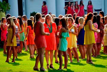 Girls recruiting sorority members